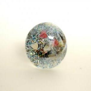 Pixie Dust Hand-painted Glass Cabochon Ring..
