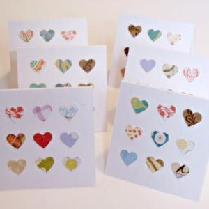 Multi Hearts Blank Mini Handmade Cards Set Of 6..