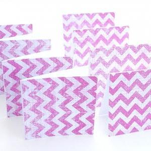 Pink Chevron Blank Mini Note Cards Set Of 8..