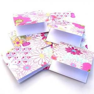 Girly Floral Mini Notecard Set Blank Handmade Mini..