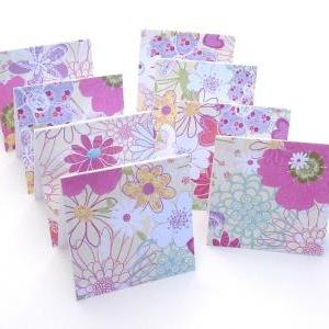 Girly Floral Mini Notecard Set Blank Handmade Mini..