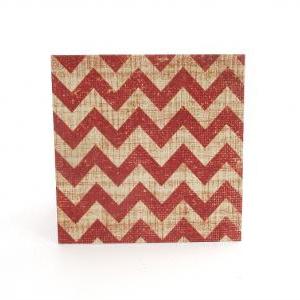 Red And Cream Chevron Mini Note Cards Set Of 8..