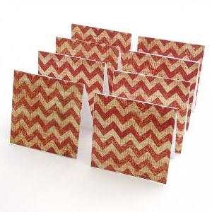 Red And Cream Chevron Mini Note Cards Set Of 8..