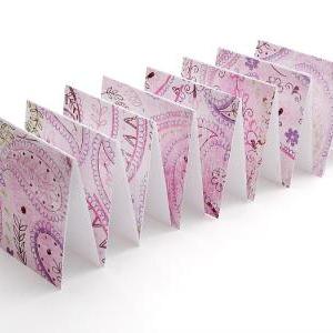 Blank Handmade Mini Cards In Pink Paisley Design..