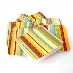 Blank Mini Note Cards In Lace Stripes Design..