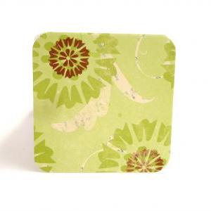 Green Floral Mini Note Card Set Of 8 Handmade Mini..