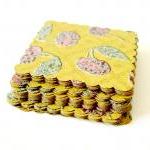2inch Scalloped Squares In Fruit Patterned Paper..