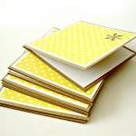 Yellow And White Mini Polkadot Mini Note Cards Set..
