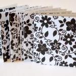 Black And White Floral Mini Note Cards Handmade..