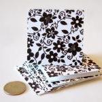Black And White Floral Mini Note Cards Handmade..