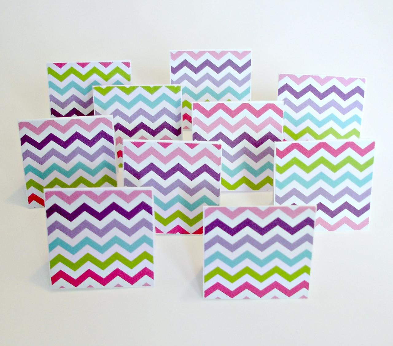 Colorful Chevron Blank Mini Note Cards Lunchbox Notes Set Of 8