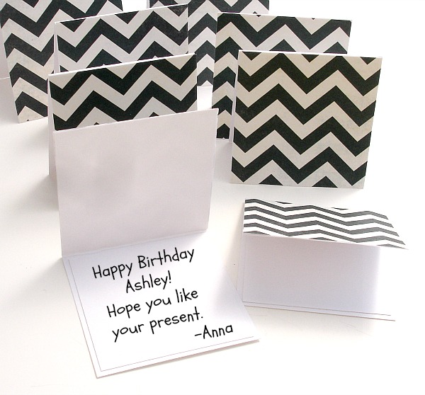 Blank Black And White Chevron Handmade Mini Note Cards Set Of 8 Mini Cards-lunchbox Notes-gift Cards