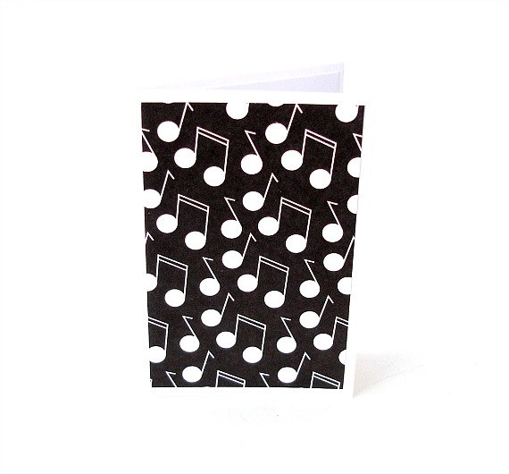 Black And White Music Note Mini Cards Set Of 8 Blank Handmade Mini Cards