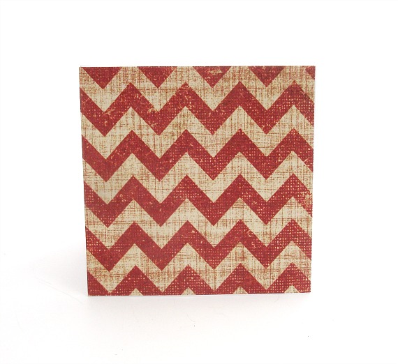 Red And Cream Chevron Mini Note Cards Set Of 8 Blank Handmade Mini Cards