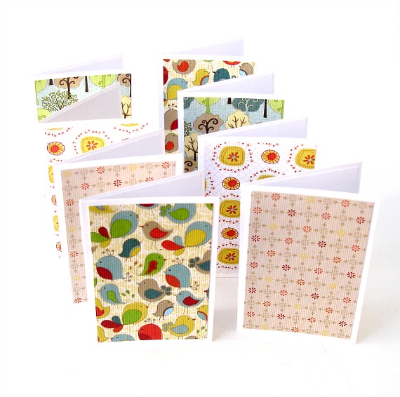 Assorted Mini Note Cards Blank Handmade Cards Set Of 8 Green Stack Collection