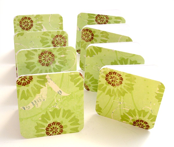 Green Floral Mini Note Card Set Of 8 Handmade Mini Cards Any Occasion