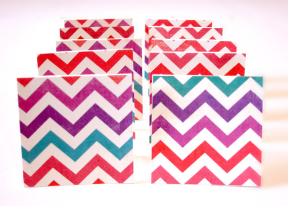 Colorful Chevron Handmade Mini Cards Lunchbox Notes Blank Mini Cards Mini Note Cards Set Of 18