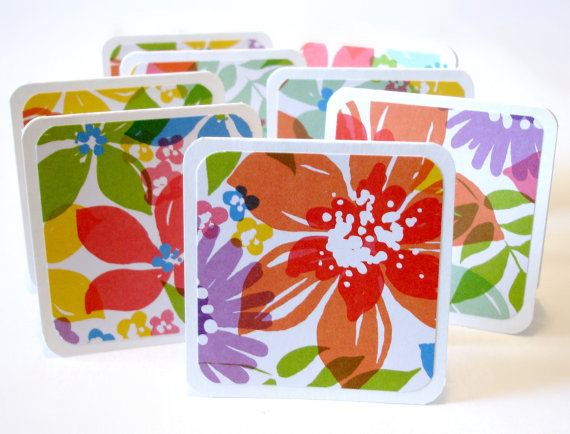 Handmade Mini Cards Watercolor Floral Mini Note Cards Set Of 8 Lunchbox Notes