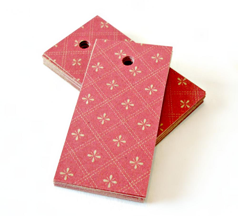 Red Patterned Kraft Tags Mini Tags Merchandise Tags Gift Tags 3 Dozen