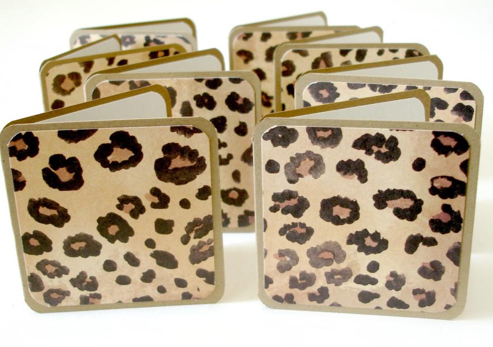 Leopard Print Blank Mini Note Cards Gift Notes Set Of 8 Handmade Mini Cards
