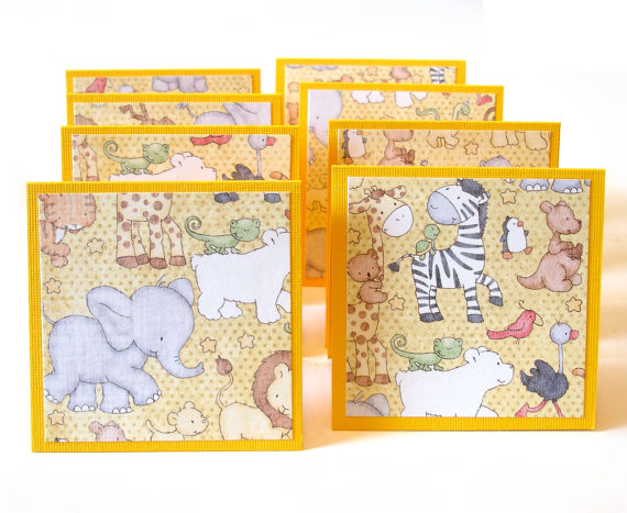 Baby Mini Greeting Card Set Baby Safari Animals Set Of 8